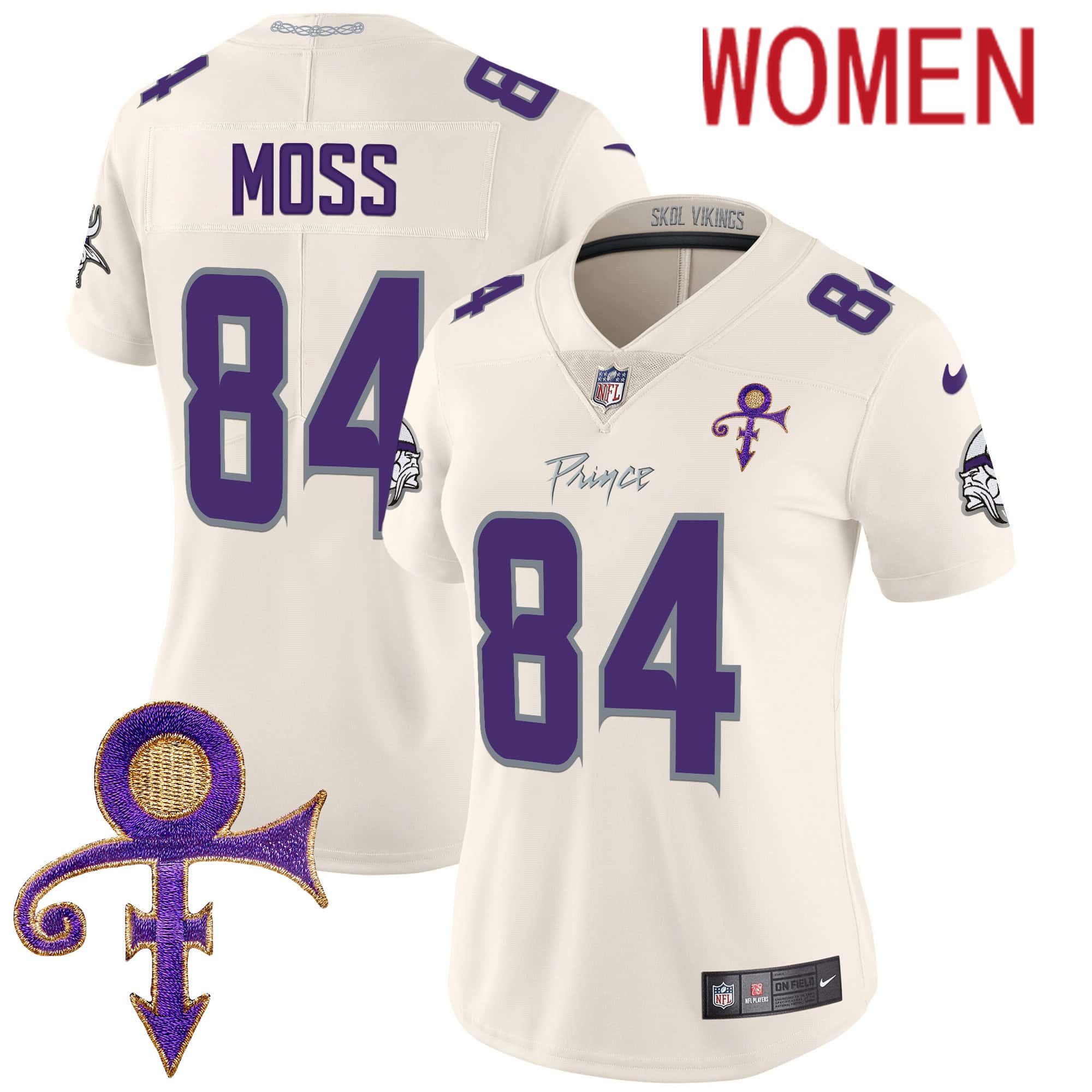 Women Minnesota Vikings #84 Moss Cream 2024 Nike Prince Vapor Limited NFL Jersey